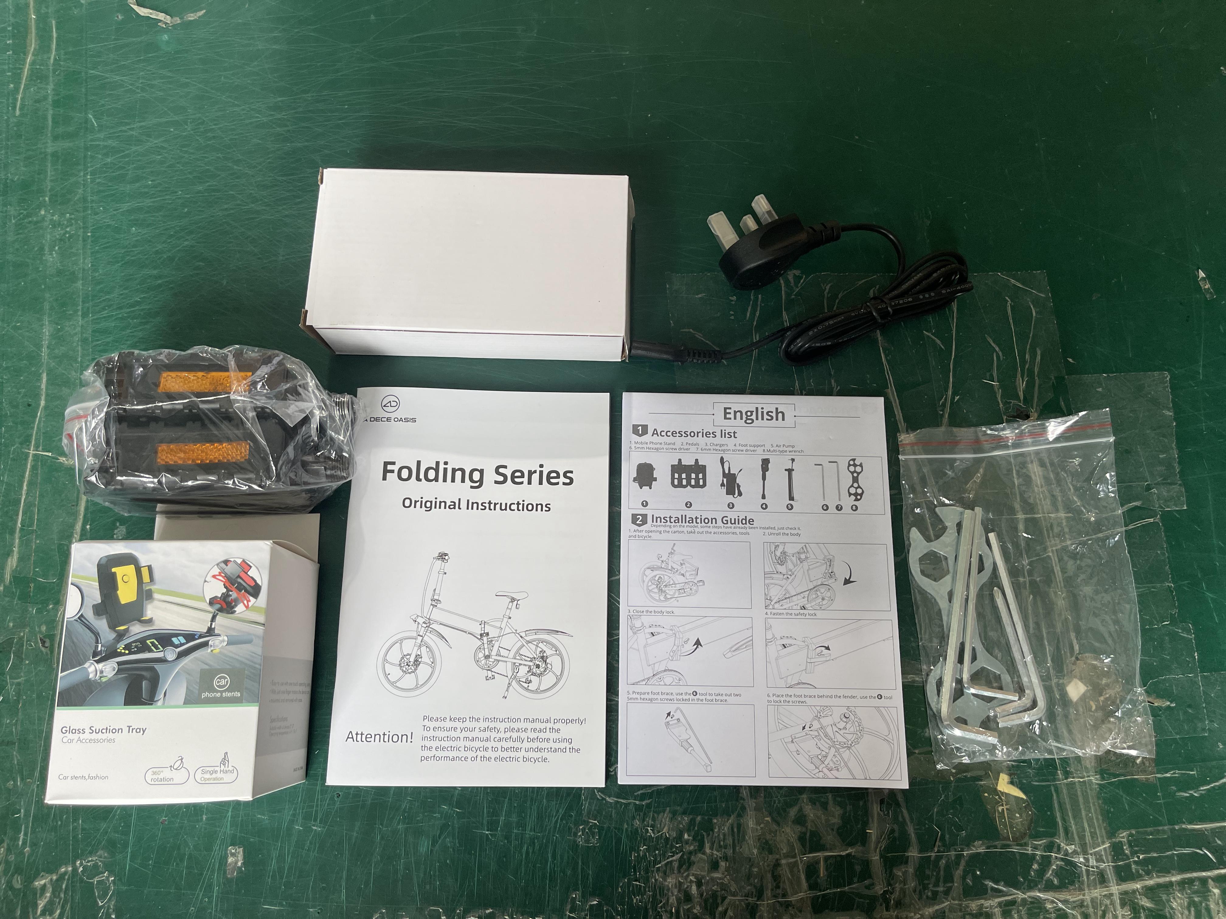 The ebike's instructions and tools